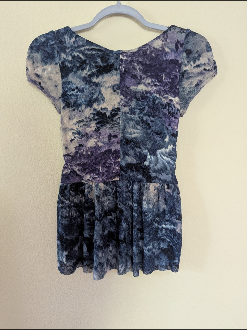 Anthropologie | Tie-Dye Blue & Purple Peplum Top | Size XS - Picture 2 of 6